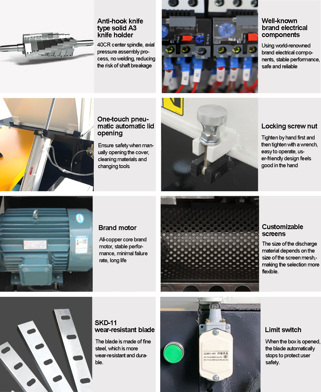 Características da máquina trituradora de plástico